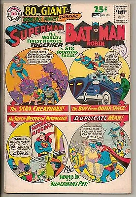 Buy DC Comics Worlds Finest #170 November 1967 Superman & Batman 80 Page Giant F+ • 25£