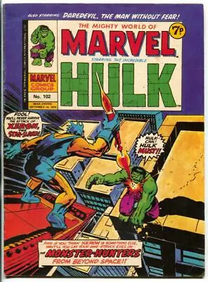Buy Mighty World Of Marvel #102 1974- Hulk- Daredevil- British Comic VG • 20.93£