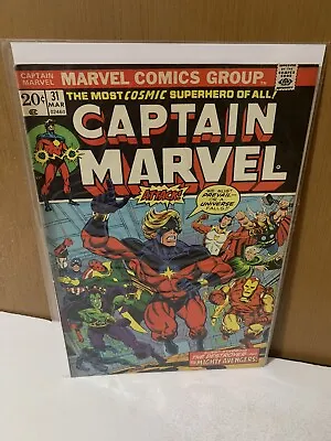 Buy Captain Marvel 31 🔥1974 Mighty Avengers🔥Destroyer Black Panther Thanos🔥VGF+ • 10.28£