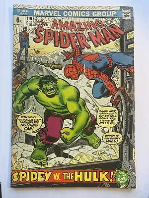 Buy AMAZING SPIDER-MAN #119 Vs The Hulk Marvel 1973 VF/VF+ UK Price 8.5/9.0 • 99.95£