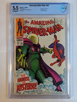 Buy Amazing Spider-Man #66 (1966) CGC 5.5 Exceptional White, Mysterio, Green Goblin • 118.94£