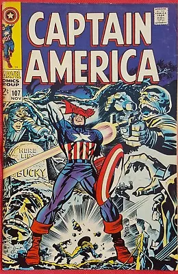 Buy CAPTAIN AMERICA 107 Marvel Silver Age 1968 Dr Faustus Jack Kirby Art • 32.99£