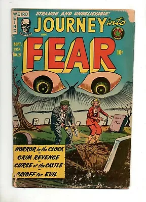 Buy Journey Into Fear #21 FINAL ISSUE,RARE! 1954 Superior Pub; Giant Eyes! VG- 3.5 • 111.92£