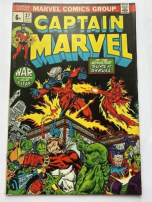 Buy CAPTAIN MARVEL #27 Thanos Marvel Comics 1973 UK Price VF/VF+ High Grade  • 39.95£