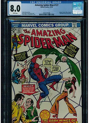 Buy Amazing Spider-man #127 Cgc 8.0 1973 John Romita White Pages Vulture Human Torch • 87.38£