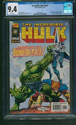 Buy Incredible Hulk #449 CGC 9.4 White Pages 1st Appearance Of Thunderbolts 1997 • 99.94£