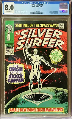 Buy Silver Surfer 1 (1968) CGC 8.0 OWP Origin Of Silver Surfer -  Lee And Buscema • 1,621.86£