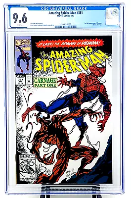 Buy Amazing Spider-Man #361 CGC 9.6 WP White Pages 1992 1st App Carnage JUST GRADED • 264.25£