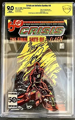 Buy Crisis On Infinite Earths #8 CBCS Dual Signed Perez & Wolfman - Death Of Flash • 184.98£