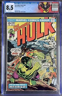 Buy Incredible Hulk 180 CGC 8.5 1st App Of Wolverine White Pages 1974 Custom Label • 1,383.56£