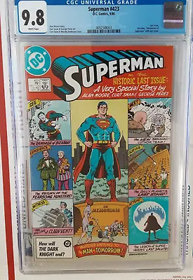 Buy Superman #423 CGC 9.8 WHITE PAGES  1986! DC Alan Moore Classic Last Issue Perez • 189.07£
