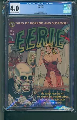Buy Eerie 1 CGC 4.0 CrOW Pages 1951 Avon Ghoul Cover • 869.67£