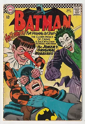 Buy Batman #186 (DC Comics 1966) G/VG Joker 1st Gaggy The Clown Carmine Infantino • 18.39£