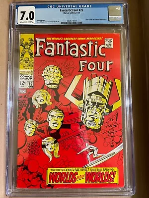 Buy Fantastic Four #75 Cgc 7.0 Ow/w Pages Silver Surfer Galactus 1968 Kirby Classic • 104.46£