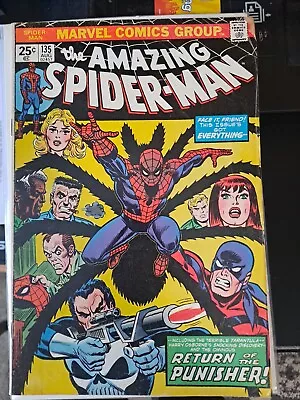 Buy Amazing Spider-Man #135 OW/W - 2nd App. Of Punisher & Tarantula Origin • 120.08£