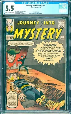 Buy Journey Into Mystery #91 (1963) CGC 5.5 -- Loki Cover; Stan Lee & Steve Ditko • 396.49£