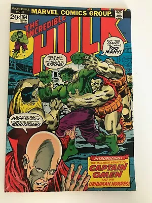 Buy The Incredible Hulk #164 - 1973 - Marvel -  Captain Omen • 11.98£