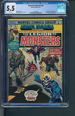 Buy Marvel Premiere 28 CGC 5.5 White Page Legion Of Monsters 1976 • 99.94£