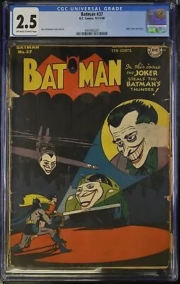 Buy Batman #37 CGC GD+ 2.5 Off White To White Classic Joker Cover And Story! • 947.94£