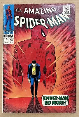 Buy Amazing Spider-Man #50 VF+ 1st App Kingpin Romita Classic Cover/Nice Raw Copy!! • 799.52£
