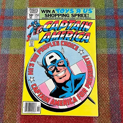 Buy Captain America #250 Cap As President! John Byrne Art! 1980 Marvel Newsstand VF • 11.86£