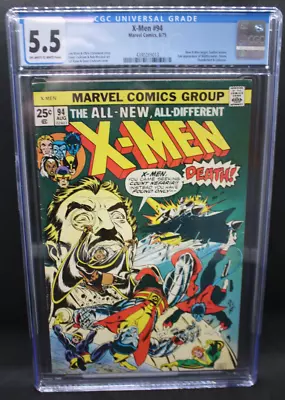 Buy Marvel X-Men #94 CGC 5.5 OW/W - Aug 1975 - New Team Begins - Claremont & Cockrum • 443.73£