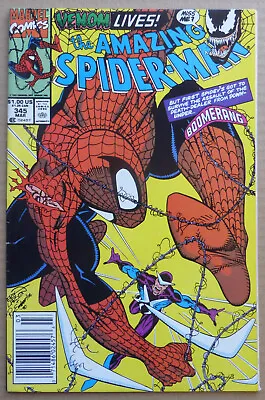 Buy The Amazing Spider-man #345, With  Boomerang , News-stand Edition Variant Vf/vf+ • 24£