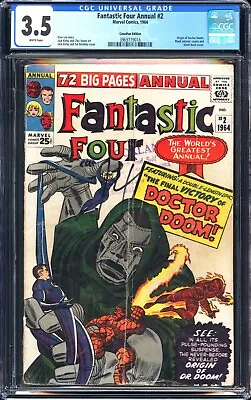 Buy Marvel Fantastic Four Annual #2 CGC 3.5 White Pages 1964 - Canadian Variant • 213.13£