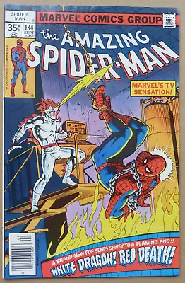Buy THE AMAZING SPIDER-MAN #184, HIGH GRADE AND 1st APPEARANCE OF  WHITE DRAGON  • 25£