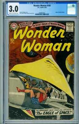 Buy Wonder Woman #105 Cgc 3.0 // Origin Issue // 1959 // 0348952007 • 538.06£
