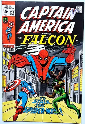 Buy CAPTAIN AMERICA 137 Marvel Bronze Age 1971 Spiderman Appearance F/vfn • 34.50£