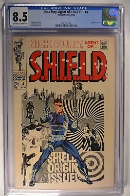 Buy Nick Fury Agent Of Shield  #4 CGC 8.5 Ow/w Origin SHIELD  9/1968 KEY • 359.78£
