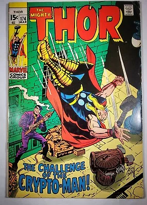 Buy Thor #174, KEY Issue, 1st Appearance Of Crypto-Man, Jack Kirby Cover, 1970 • 11.07£