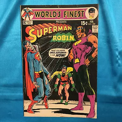 Buy World's Finest # 200, Feb. 1971, Superman & Robin! Neal Adams Cover! Fine Cond. • 6.72£