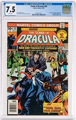 Buy Tomb Of Dracula 49 CGC 7.5 WHITE 1st Full BLADE 1976 Frankenstein Muskateer • 123£
