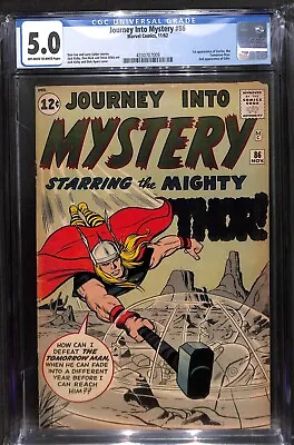 Buy Thor Journey Into Mystery #86 CGC 5.0 1962  2nd Full App. Odin • 533.66£