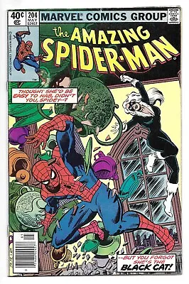 Buy The AMAZING SPIDER-MAN #204 BRONZE AGE MARVEL COMIC BOOK Black Cat CIRCA 1980 • 18.20£