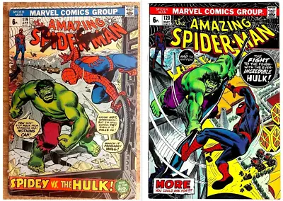 Buy AMAZING SPIDERMAN 119+120 (1973) Hulk Fight Marvel Comic John Romita Cover • 125£