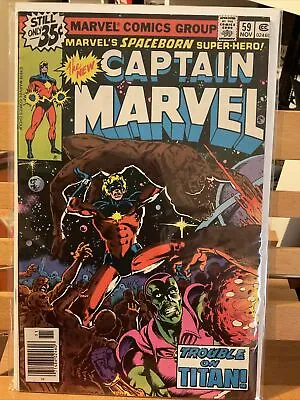 Buy Captain Marvel #59  (1978) 🔑: 1st Elysius, 1st Stellarax - Newsstand • 8.03£