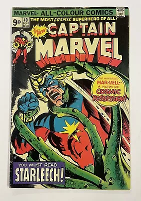 Buy Captain Marvel #40. Sept 1975. Marvel. Vg. Carol Danvers! Uatu! Uk Price! • 5£