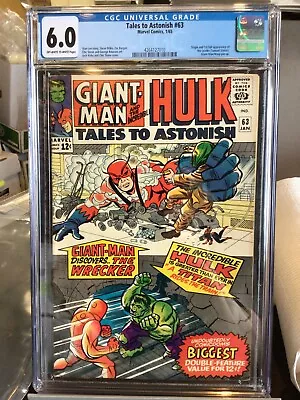 Buy Tales To Astonish #63 Giant Man & Hulk Marvel 1965 Cgc 6.0 1st Leader / Pin-up • 249.34£