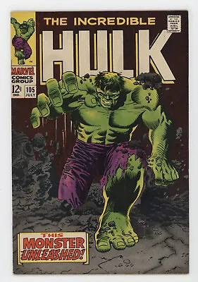 Buy Incredible Hulk 105 Marvel 1968 FN VF Mr. Fantastic Four 1st Missing Link • 151.91£