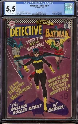 Buy Detective Comics # 359 CGC 5.5 OW (DC, 1967) Origin & 1st Appearance Batgirl • 786.65£