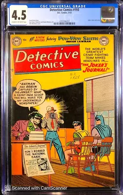 Buy Detective Comics #193 CGC 4.5 CR/OW Classic Joker Cover GREAT EYE APPEAL ! WOW ! • 1,099.77£