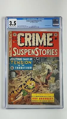Buy Crime Suspenstories #15 CGC 3.5 OW/W 1953 Pre Code Horror Johnny Craig Cover VG • 359.78£