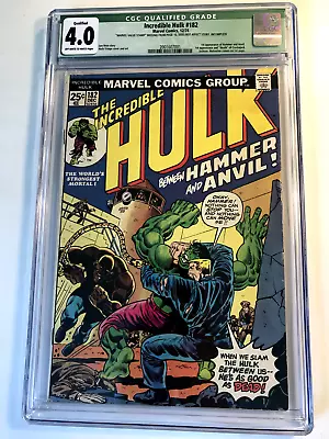 Buy Incredible HULK #182 (1974) CGC 4.0 [Qualified] Bronze Age Marvel Comic Book • 71.49£