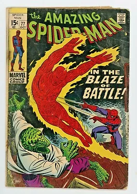 Buy THE AMAZING SPIDERMAN 1969 #77 10/69 In The Blaze Of Battle Lizard & Human Torch • 39.52£