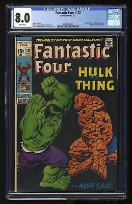 Buy Fantastic Four #112 CGC VF 8.0 White Pages Incredible Hulk Vs Thing Battle! • 354.98£