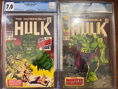 Buy Incredible Hulk 1968  #102 CGC 7.0 + Hulk #105 Key Issue CGC 3.0 Key Issues • 354.93£