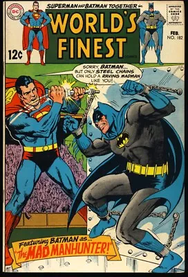 Buy WORLD'S FINEST #182 1969 VF- NEAL ADAMS SUPERMAN VS BATMAN Cover SILENT KNIGHT • 19.98£